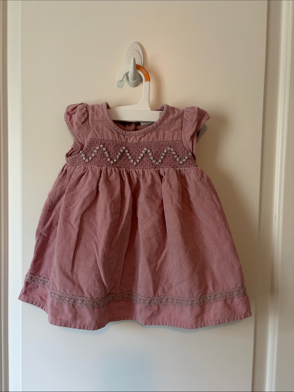 Mauve Pink Smocked Cotton Casual Dress for Girls